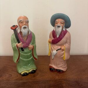 Vintage‎ Occupied Japan Figurines Old Wise Man Set Asian Ceramic Yamaka Painted